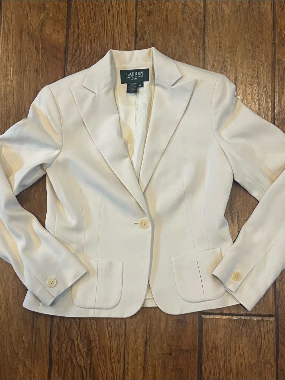 Lauren Ralph Lauren Cream Notch-Lapel Single-Button Blazer
